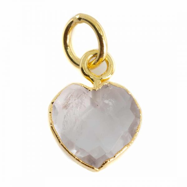 Pendentif Quartz Rose Coeur - Plaqué Or - 10 mm