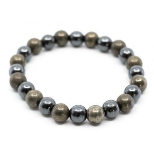 Bracelet Pierres Précieuses Pyrite et Hématite