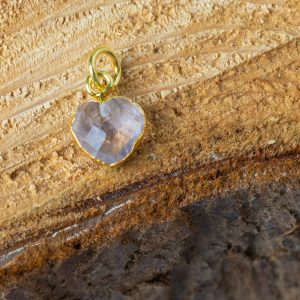 Pendentif Quartz Rose Coeur - Plaqué Or - 10 mm