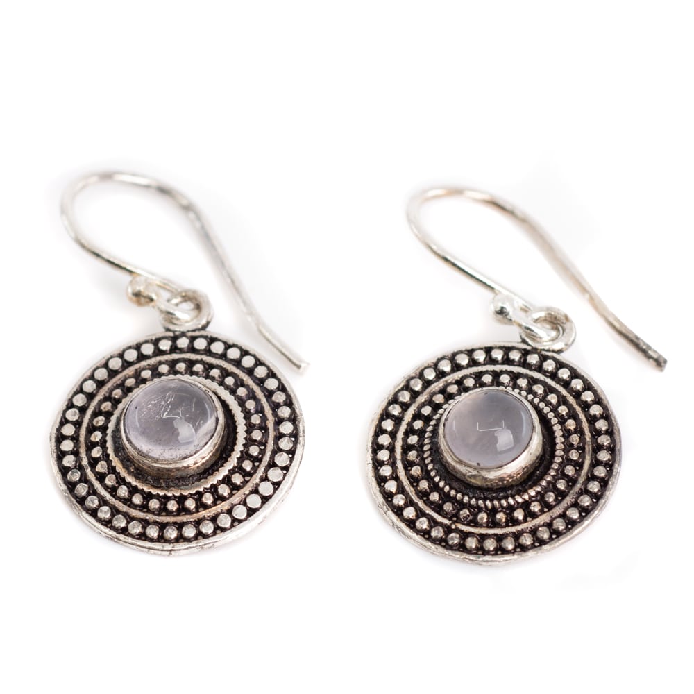 Boucles d'Oreilles Bohèmes Quartz Rose (15 mm)