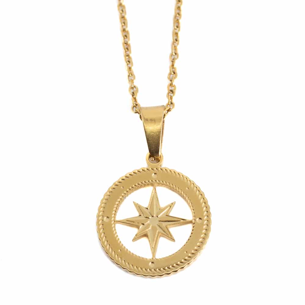 Pendentif Rose des Vents Couleur Or Rose - Acier (20 mm)