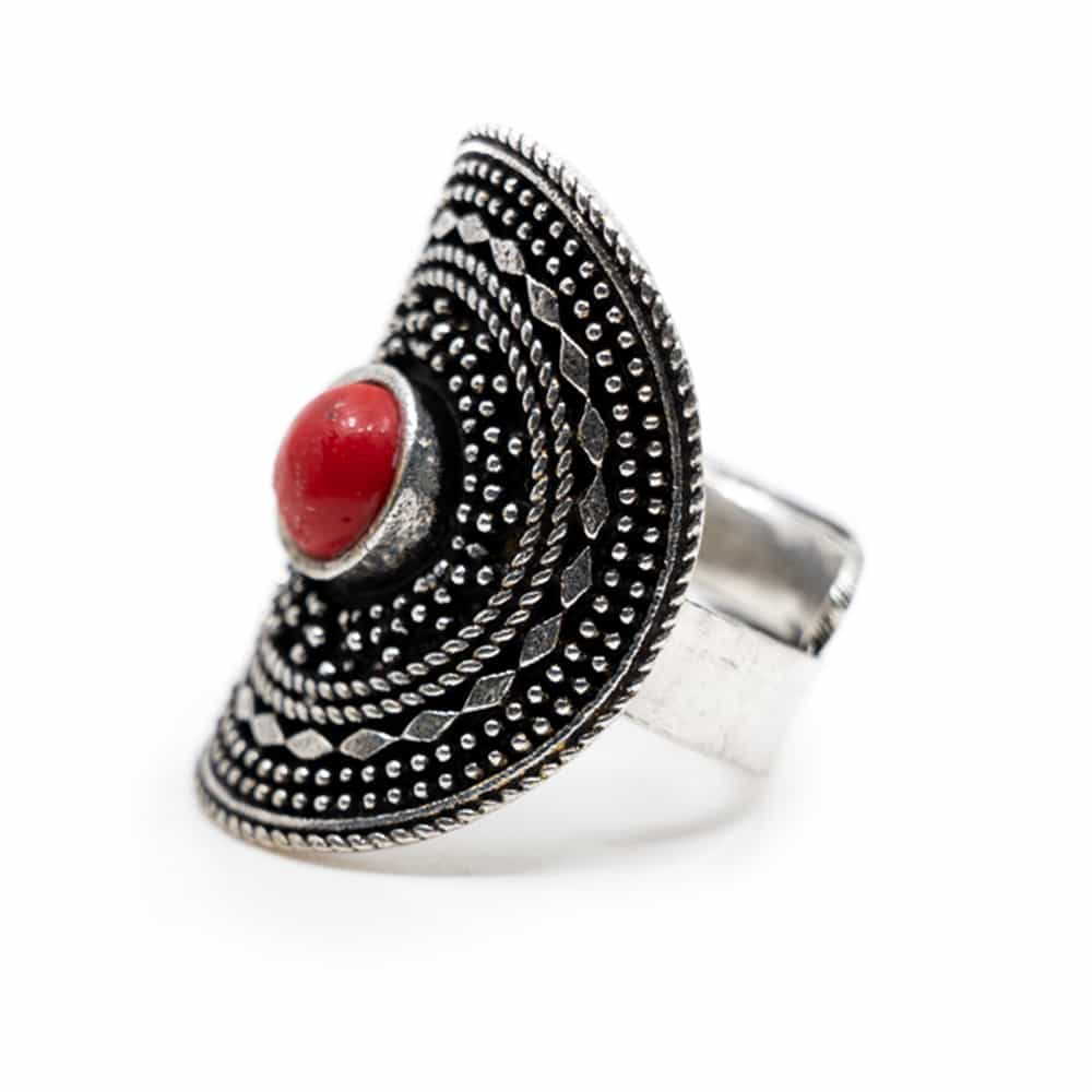 Bague Bohème Bambou Corail - Réglable