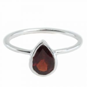 Bague Grenat - Argent 925 - Forme de Goutte d'Eau (Taille 17)