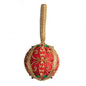 Pendentif Ornement Traditionnel Rouge - Sphère (15 cm)