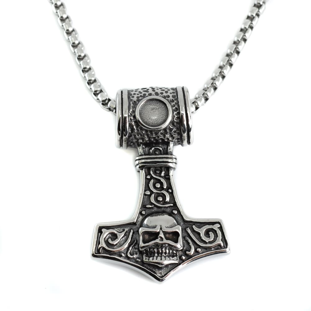 Pendentif Viking Marteau de Thor et Crâne