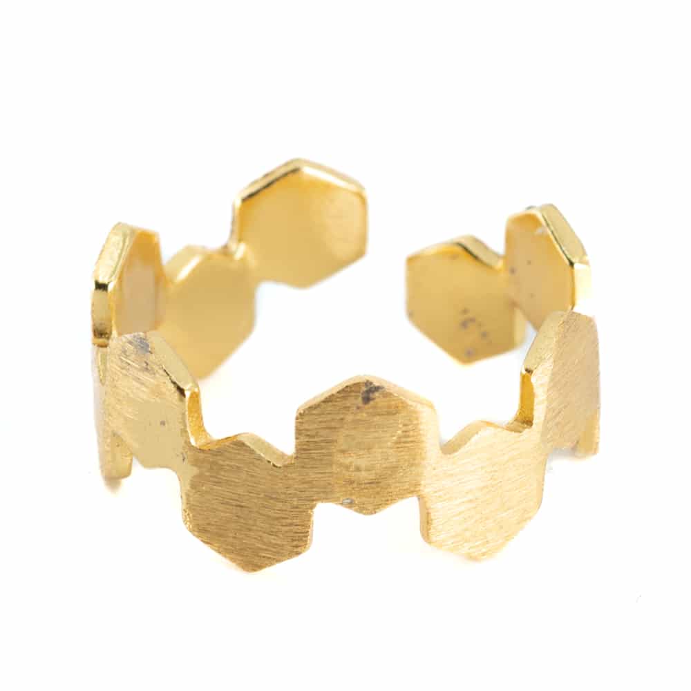 Bague Hexagones Cuivre Doré - Réglable
