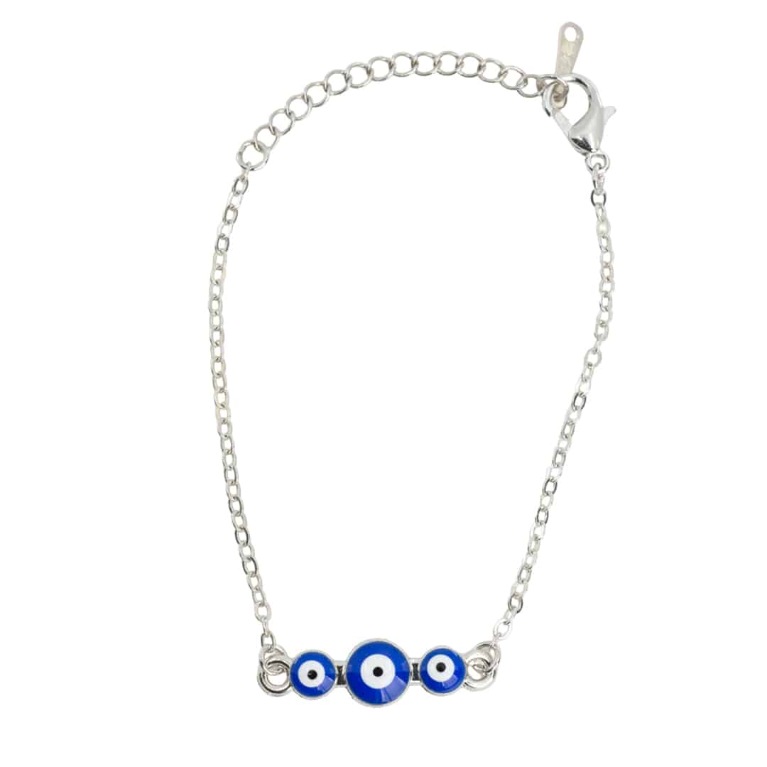 Bracelet à 3 Maillons « Oeil du Mal » Couleur Argentée