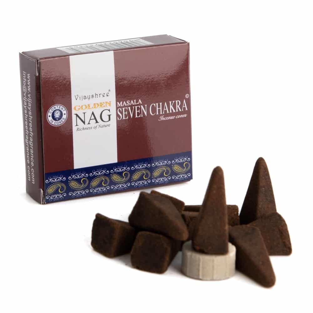 Cônes d'Encens Golden Nag 7 Chakras (1 paquet)