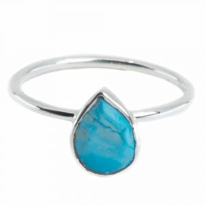 Bague Turquoise - Argent 925 - Goutte d'Eau (Taille 17)