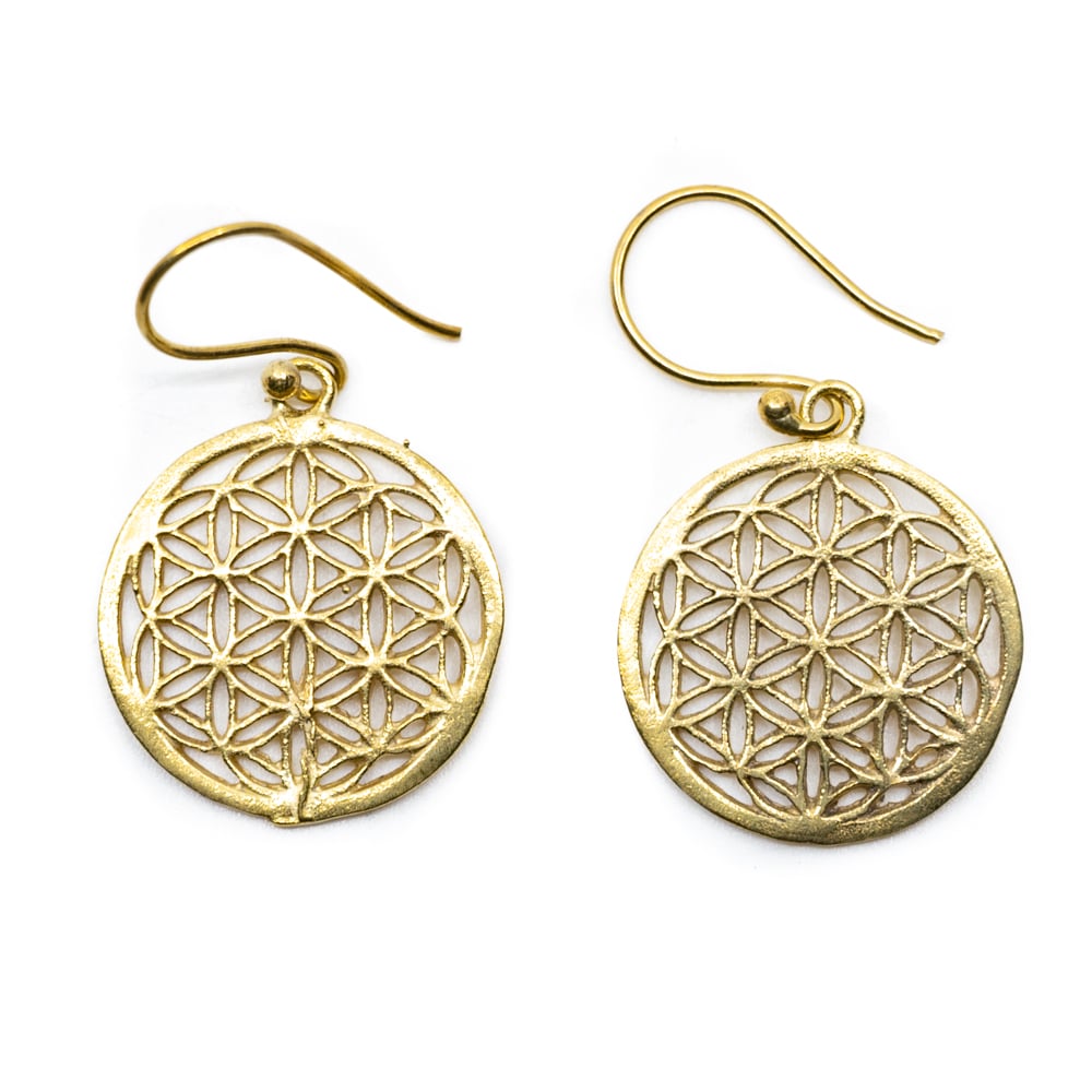 Boucles d'Oreilles Fleur de Vie en Laiton Doré (20 mm)
