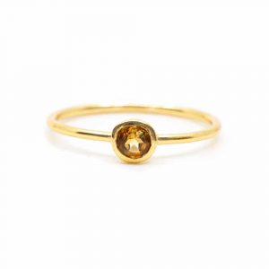 Bague Pierre de Naissance Novembre Citrine - Argent 925 et Plaqué Or  (Taille 17)