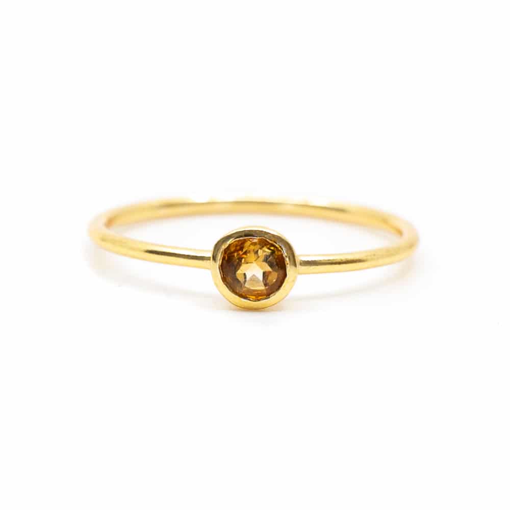Bague Pierre de Naissance Novembre Citrine - Argent 925 et Plaqué Or  (Taille 17)