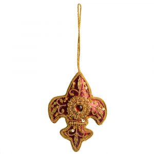 Pendentif Ornement Traditionnel Fleur de Lis Rouge (18 cm)