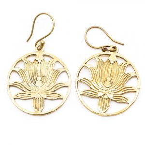 Boucles d'Oreilles Lotus Laiton Doré (30 mm)