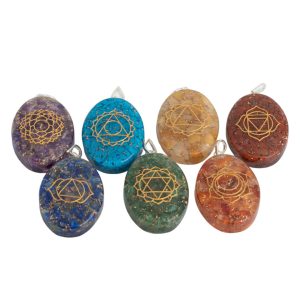 Set de 7 Pendentifs Orgonite Chakras