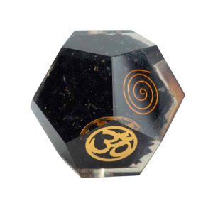 Dodécaèdre Orgonite et Tourmaline Noire - OHM « Protection » (65 mm)