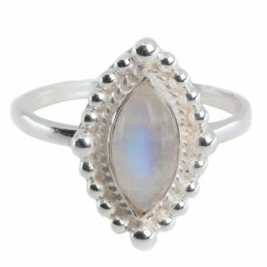 Bague Pierre de Lune Arc-en-Ciel - Argent 925 (Taille 17)