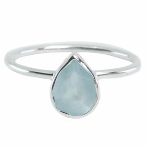 Bague Pierre Aigue-Marine - Argent 925 - Forme de Goutte d'Eau (Taille 17)