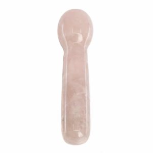 Tige de Massage Yoni Quartz Rose avec Extrémité Arrondie  - 10 cm