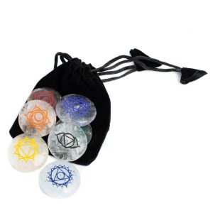 Set de 7 Pierres Précieuses Cristal de Roche Chakras - Pochette