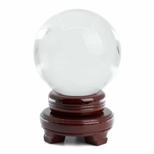 Boule de Cristal Feng Shui avec Socle en Bois (100 mm)