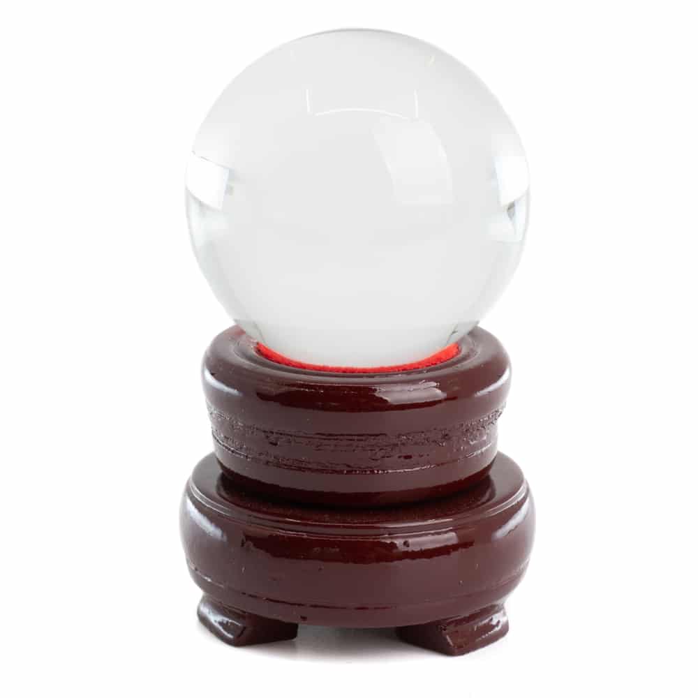 Boule de Cristal Feng Shui avec Socle en Bois (50 mm)