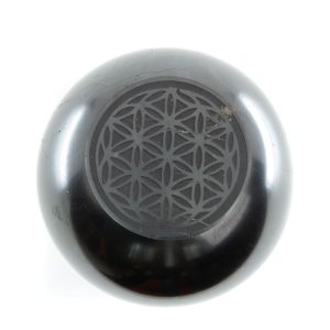 Pierre Précieuse Shungite Sphère - Fleur de Vie Gravée (50 mm)