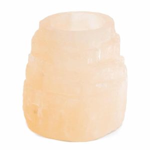 Porte-Bougie Cylindrique Sélénite Orange - 5 x 8 cm (environ 600 grammes)