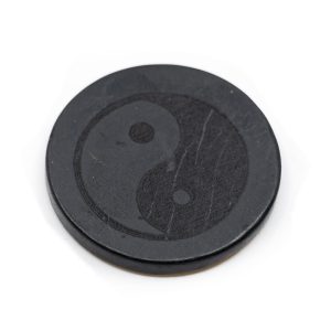 Pierre Shungite Autocollante pour Téléphone - Yin Yang (30 mm)