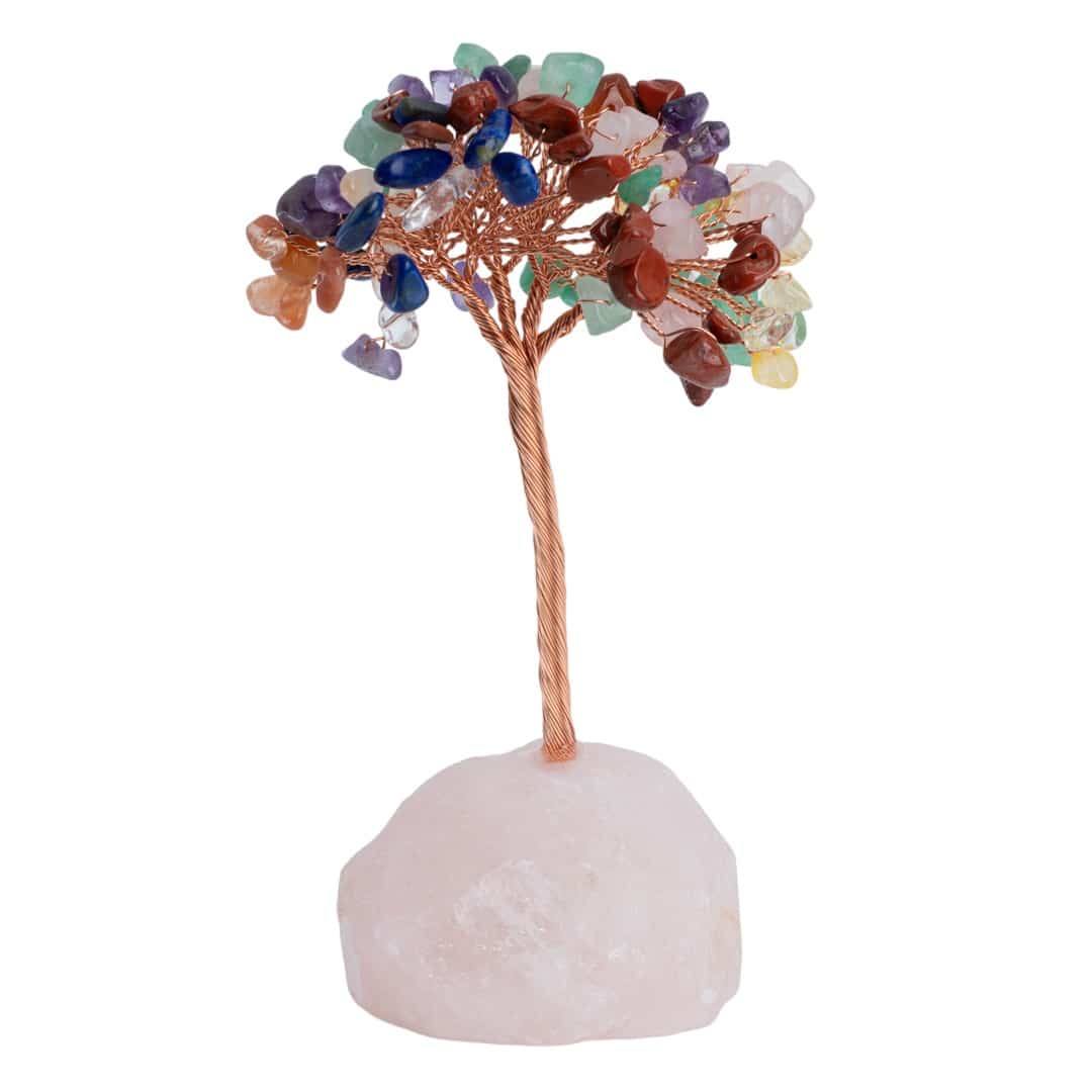 Arbre 7 Chakras sur Socle en Pierre Brute (12 -13 cm)