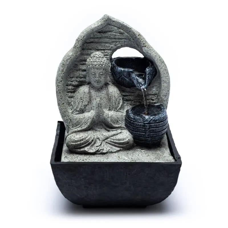 Fontaine Bouddha - Grise 13.3 x 13.3 x 20cm