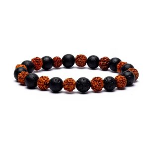 Bracelet rudraksha/lavasteen élastique-- 0.8cm;9cm