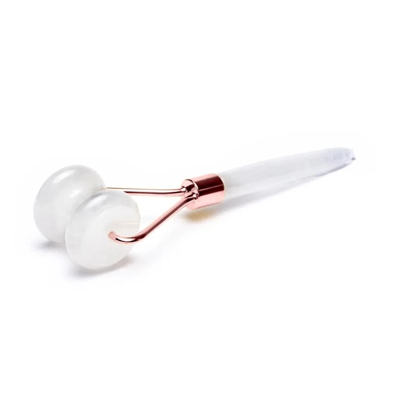Rouleau de Massage pour le Visage - Cristal de Roche et Métal Rose Doré