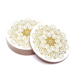 Lot de 6 Sous-Verres (Blancs) Mandala - MDF