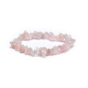 Bracelet élastique avec éclats de quartz rose