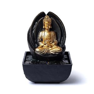 Fontaine d'eau Bouddha Méditant avec lumière LED en Polyresin