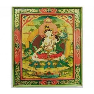 Panneau Thangka de Tara Blanche Peint à la Main du Népal