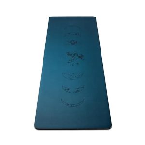 Yogi & Yogini Tapis de Yoga Bleu en PU avec Phases de la Lune, Caoutchouc, 2500g