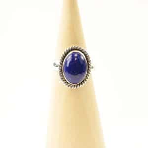 Bague en argent taille 7/55 avec lapis-lazuli, forgée à la main au Népal