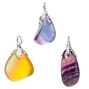 Pendentif en Fluorite Arc-en-ciel avec Œillet en Métal