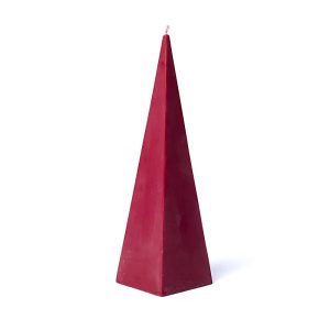 Bougie Pyramidale Durable en Cire de Palme d'Indonésie - Rouge, Sans Odeur