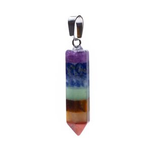 Pendentif en pierres précieuses des 7 chakras avec améthyste, lapis-lazuli et plus