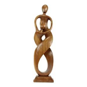 Abstrait Sculpture en Bois Infini en Bois de Sarana Marron