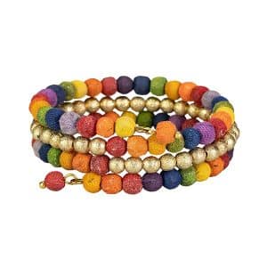 Bracelet Yokomeshi multicolore en tissu de sari recyclé, 20 grammes