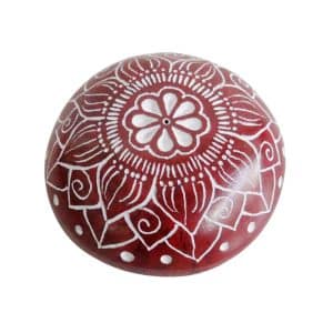 Porte-encens en pierre rouge Gorara avec design Sarana Mandala