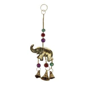 Pendentif Mini Éléphant couleur cuivre en laiton jaune et Sawahasa, 40 grammes