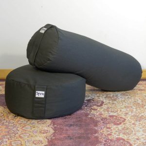 Ensemble de Bolster de Yoga Noir et Coussin de Méditation