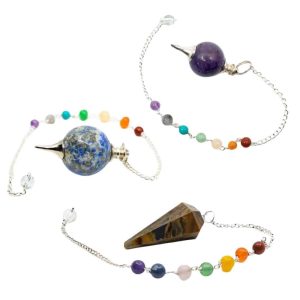 Ensemble de Pendules Sphériques avec Perles des 7 Chakras - Lot