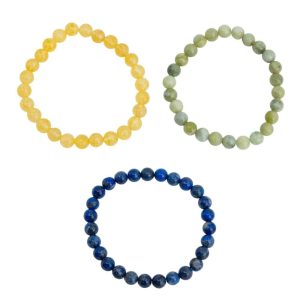 Ensemble de Bracelets pour Hommes en Pierres Précieuses Colorées - Lot