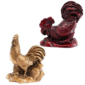 Ensemble de figurines de coq du zodiaque chinois Feng Shui - Lot